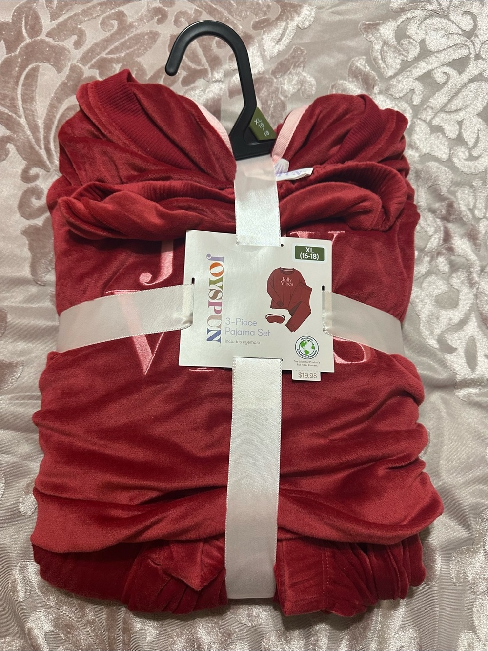 JOYSPUN Women's Deep Red 3-Piece Pajama Set - XL
